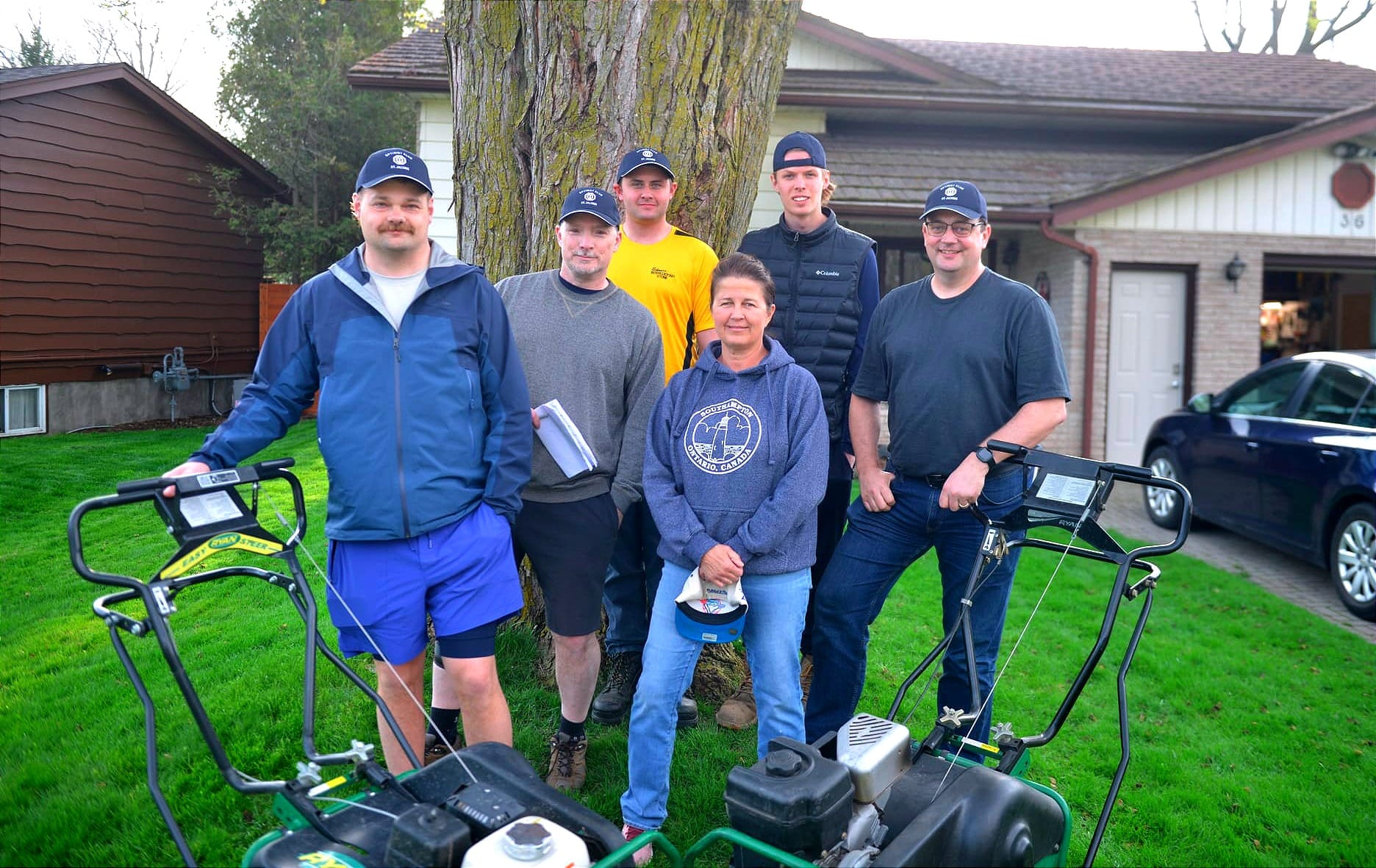 Aerating lawns is all in a day’s work for St. Jacobs Optimists