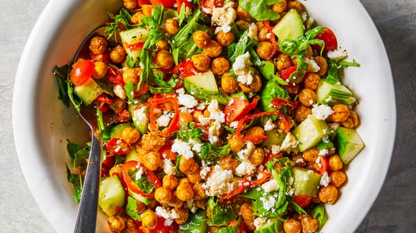 Skillet-roasted chickpeas add crunch to this chopped salad