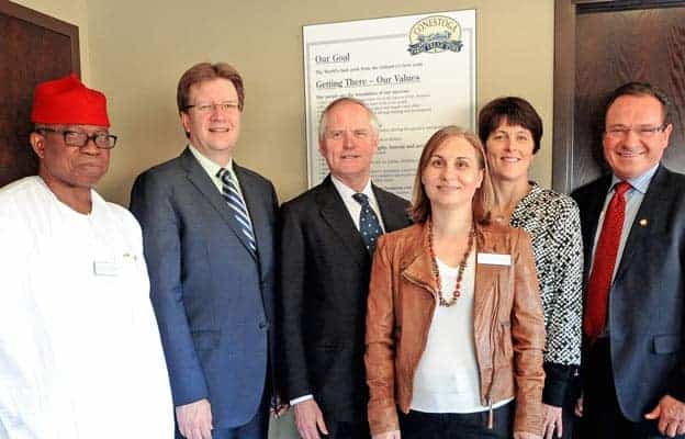 Albrecht touts EU trade deal in Breslau stop