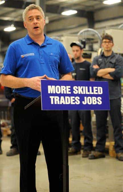 Harris targets College of Trades at Elmira shop