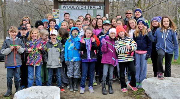 Students head out on a hike to mark Earth Day, healthy communities