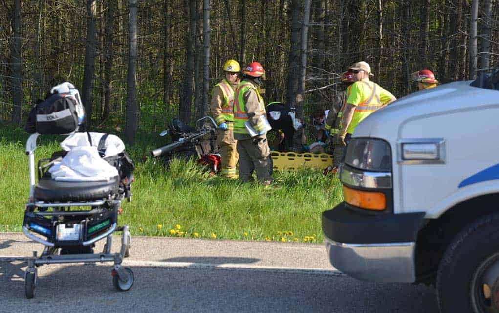 Motorcycle struck pregnant deer on Weimar Line