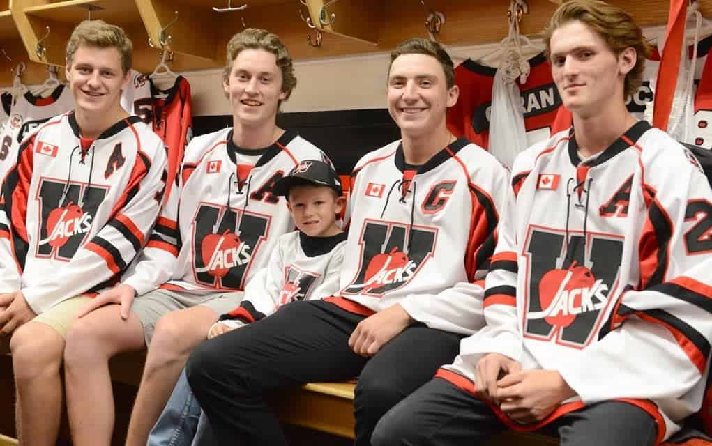 Spencer Brick (second from right) will wear the ‘C’ for the Wellesley Applejacks for the 2017/2018 season. He’ll be joined by