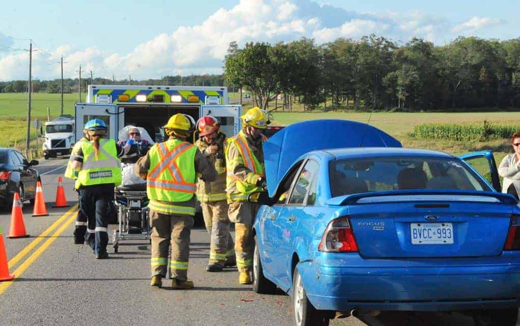 A four-vehicle collision occurred Tuesday evening along Arthur Street near Scotch Line Road south of Elmira, resulting in min