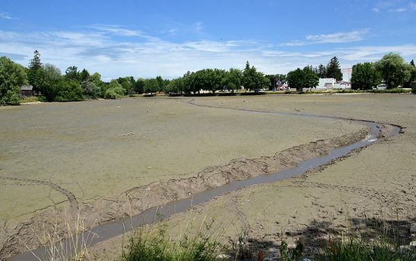 Wellesley pond drained down for bridge construction