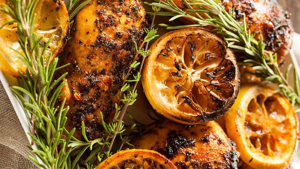 A BBQ chicken with a taste of Greece