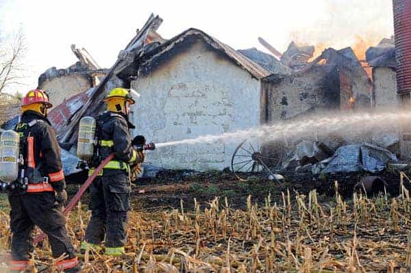 Fire destroys barn near Goldstone