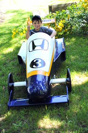 Ethan Egli won his soap box car in a raffle held by the Wellesley and District Board of Trade.[Scott Barber / The Observer]