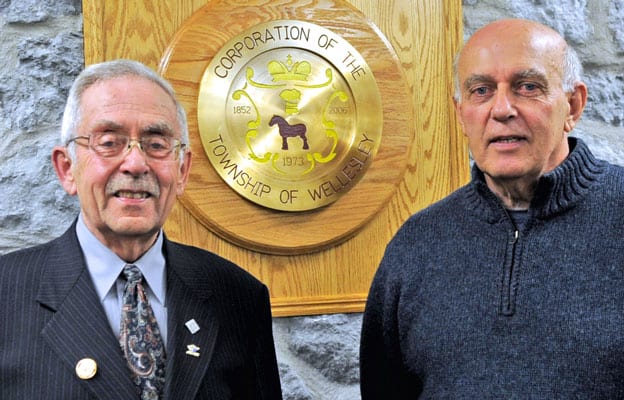 Joe Nowak (right) was elected mayor of Wellesley Township Oct. 27, with long-time incumbent Ross Kelterborn opting to retire at the end of the 2010-2014 term.[File Photo]