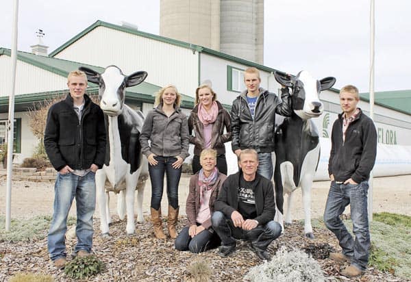 The Schuurmans family own and operate Milky Wave in Floradale, a dairy farm with 210 cows, which produce some 2.8 million litres of milk each year. Back row: Tom, Emily, Lize, Jim and Eric. Front row: Bettina and Henk. [Submitted]