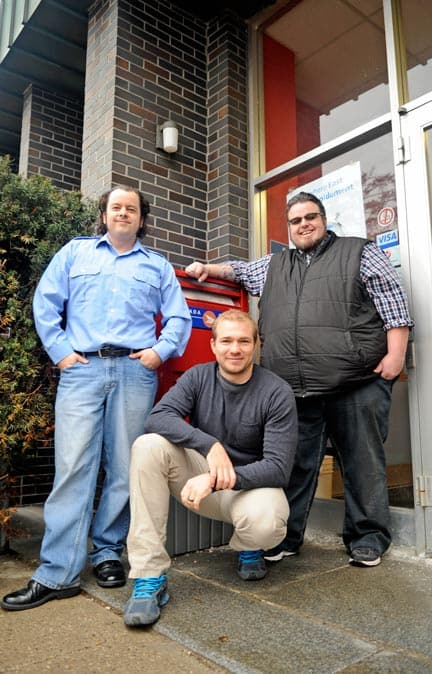 Jason Green, Adrian Konstant and Mike Wurtz are hoping to win the CineCoup challenge and make their film “Postmen” a reality.[Whitney Neilson / The Observer]