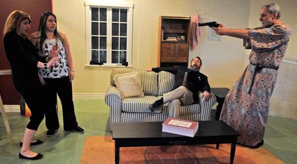 Lori Hoelscher, Jamie McLean, Al Cook and Dave McNorgan will bring The Art of Murder to life this month at the Wellesley Public Library.[Whitney Neilson / The Observer]