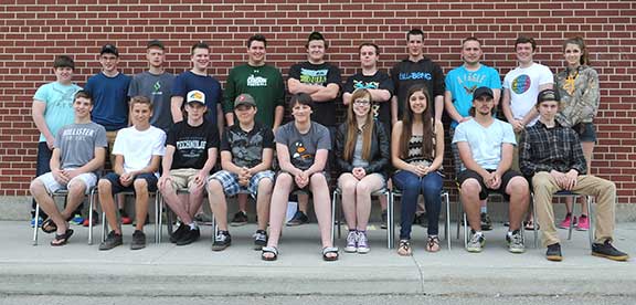 Elmira District Secondary School technology students won 29 medals at regional Skills Canada meets and another 11 medals at the provincial competition May 4-5 at RIM Park. Front row: Chad Martin, Walker Schott, Noah Zeller, Nathan Hergott, William Shoemaker, Breanna Michael, Katie Morden, Brock Wagner and Tanner Schneider. Back row: Tyler Martin, Taylor Knarr, Travis Martin, Kordic Weigel, Austin Pollard, Taylor Kuchma, Eric Wright, Carl Horst, Ryan French, Noah Schelter and Katelin Ditner. Absent: Nick Berlet, Joey Dynerowicz, Evan Kreutzkamp, Adam Weber and Nathan Horst.[scott barber / the observer]