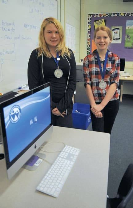 Noelle Marshall and Jacquiline Bender were second at the provincial Skills competition, a first for Wellesley Public School.[Whitney Neilson / The Observer]