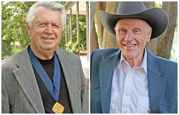 Country legends Larry Mercey (left) and Johnny Burke (right) will join fiddler Shane Guse and owner Paul Weber at the Commercial Tavern in Maryhill next weekend for a show of Canadian Country Music Hall of Famers.[Submitted]
