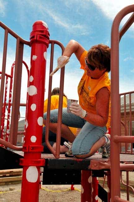 Cameras capture kids building new playground
