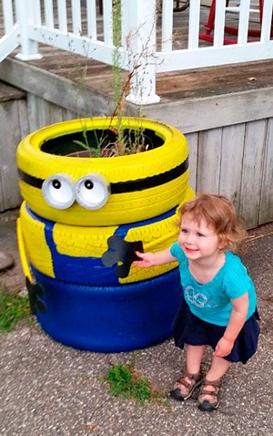 Josephine Hofbauer is pictured with her beloved Minion, which was stolen from her family’s Conestogo home last week.[Submitted]