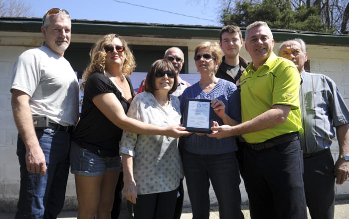 Local politicians and recreation association members gathered at the future site of the Heidelberg community centre on Saturday to announce and celebrate a $150,000 grant from the Ontario Trillium Foundation to help with building a new facility.