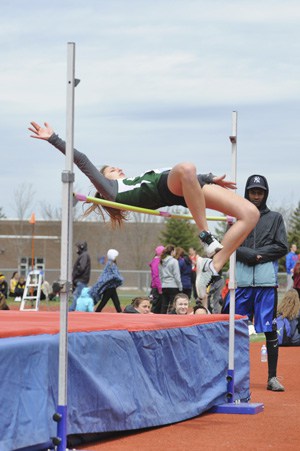 Sonya Wideman leaped to a fourth place finish in the senior girls’ high jump.