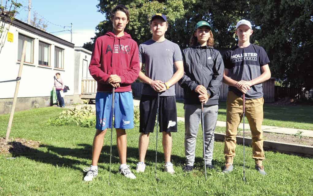 
                     Elmira District Secondary School’s golf team, Isiah Katsube, Tyler Townsend, Alex Turchan and Jake Code, will be hitting the 
                     