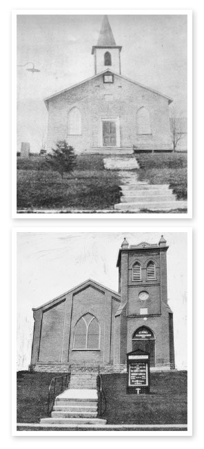 The current church is the third building. Above are photos of the first and second buildings.[Whitney Neilson / The Observer]