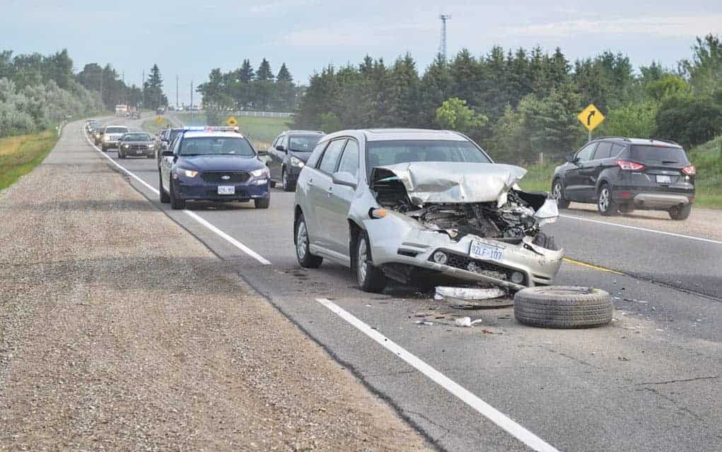 Two-vehicle collision north of roundabout slows morning commute