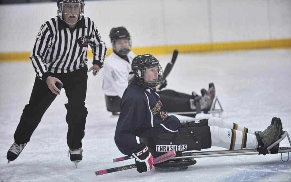 Woolwich sledge hockey team plays its first rep. league game