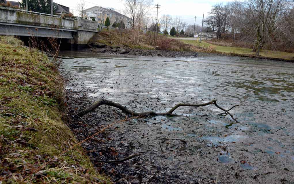 Wellesley Pond drained down for maintenance work