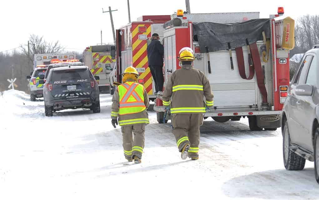                      One dead after passenger train strikes truck near Breslau                             
                     