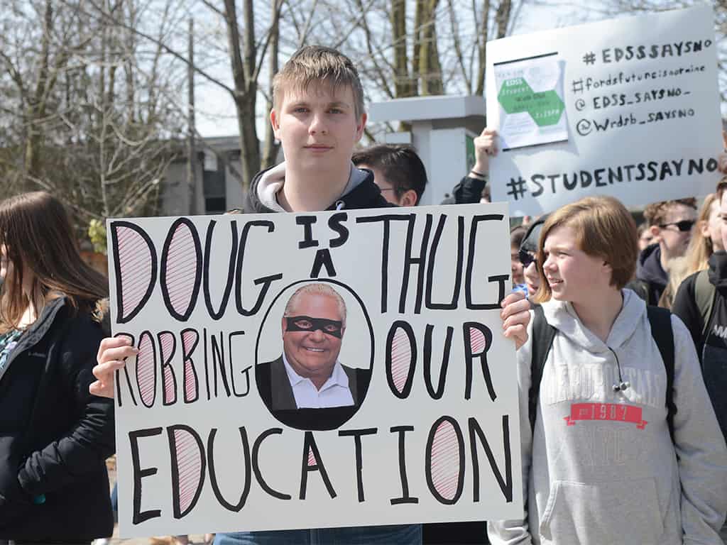 EDSS students join in province-wide walkout to protest provincial cuts