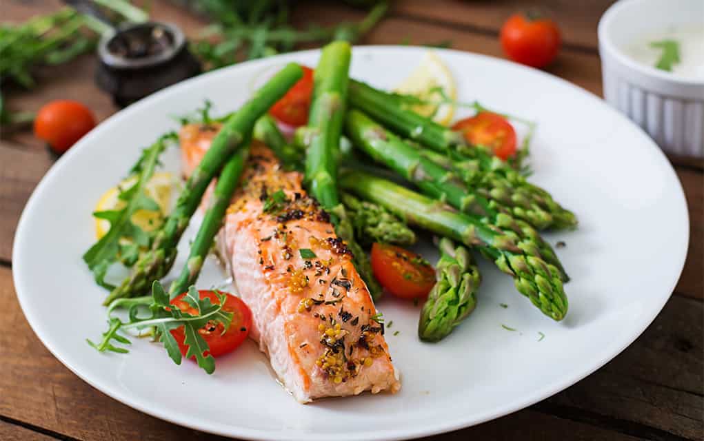 Asparagus makes a fine pairing with grilled salmon