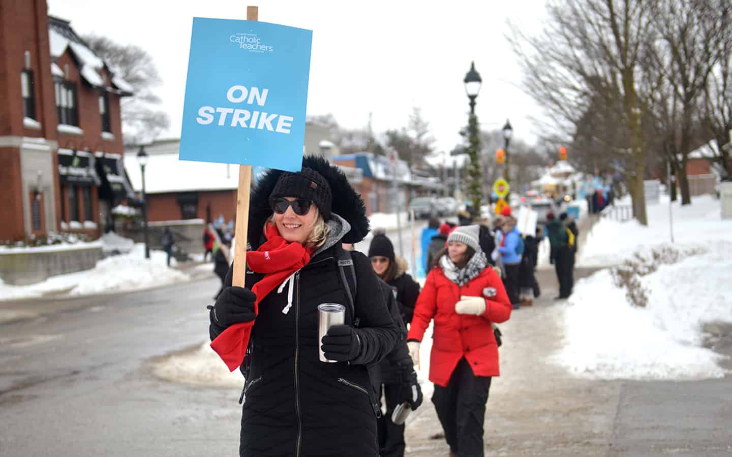 Catholic teachers join public board on the picket lines