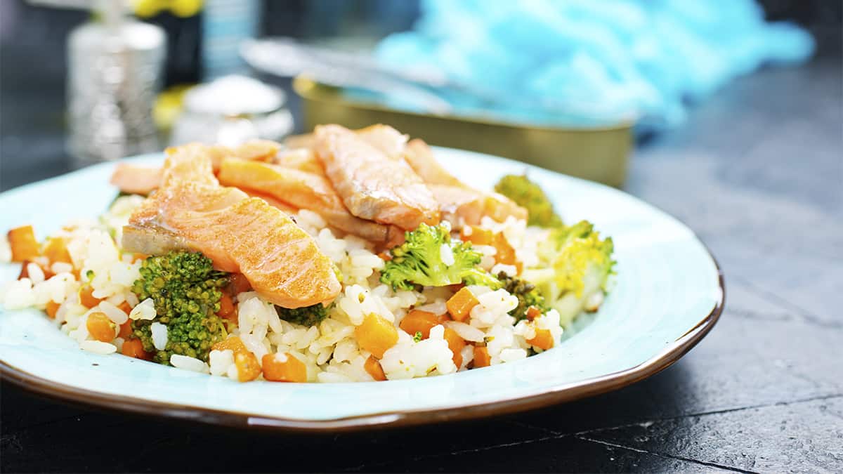 Fried rice works well with salmon