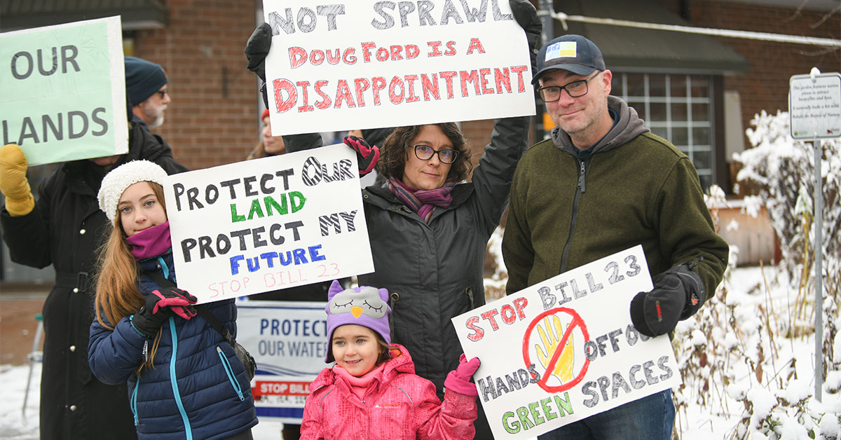 Greenbelt supporters protest at MPP’s office